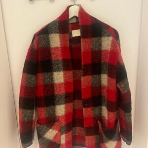 Wilfred Free Wool Red and Black Checkered Fabric